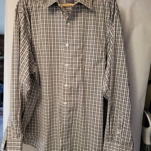 Van Heusen Black, Tan & White Plaid Long Sleeve Shirt, size 3xl